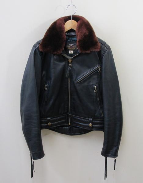 ハーレーダビッドソン 襟ムートン レザーライダース 黒M 11AT109
