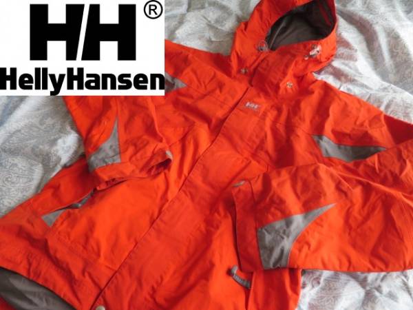 美品ヘリーハンセン赤×グレー　マウンテンパーカー