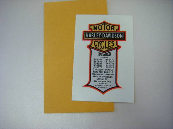 30s水張りオイルタンクパテントデカール　ナックルパン