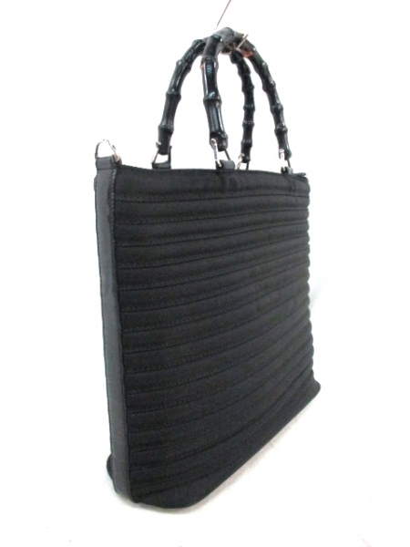 グッチ ハンドバッグ バンブー - 黒×ブラウン ナイロン×ウッド