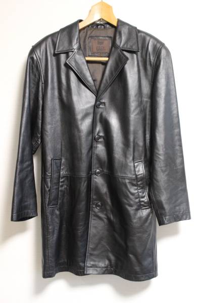 フェディ FEDI ラムレザー ステンカラー チェスター コート 黒 S