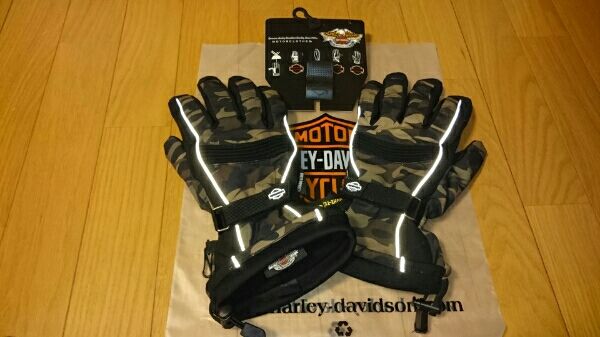ハーレー純正.迷彩ミリタリー柄防寒グローブ☆ゴアテックス