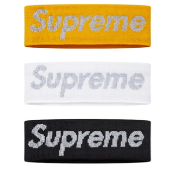supreme New Era Reflective Logo Headband ヘアバンド white