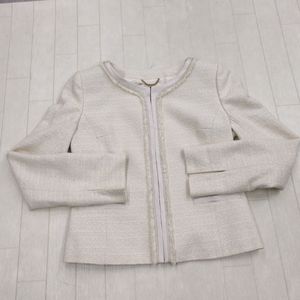 1882▲ UNTITLED アンタイトル レディース サイズ3 ラメツイードノーカラージャケット オ