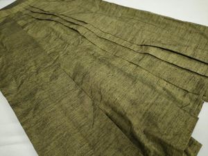 平和屋着物●男性　馬乗り袴　紬地　海松色　正絹　逸品　DAAZ7761ud