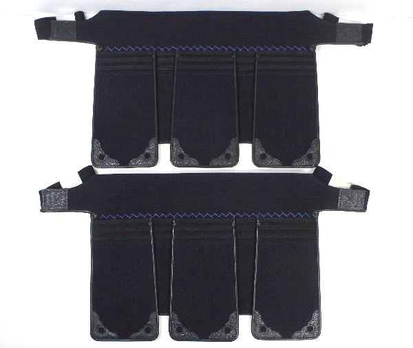 h512■剣道防具◆垂単品◆2枚◆6mmミシン刺◆3段飾◆状態良好
