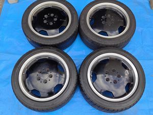 2 旧車 ベンツ用 アルミホイル タイヤ付 4本セット 205 50 R16 ピレリ ヨコハマ 黒色焼付