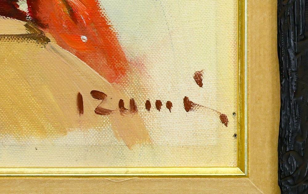 真作】【WISH】泉治彦「赤いネッカチーフの女性」油彩 4号 ◇凛とした