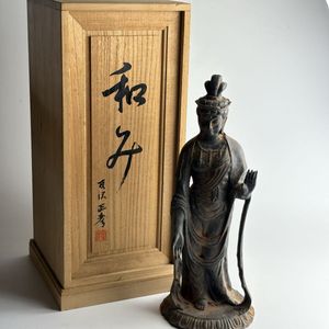 喜多敏勝 喜多敏勝 「幸笛」ブロンズ仏像 160/1000 真作保証 仏像 仏教美術