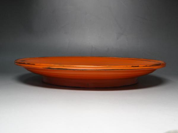 △美品！！ 木製【根来塗 丸盆】木箱入 茶道具 菓子器