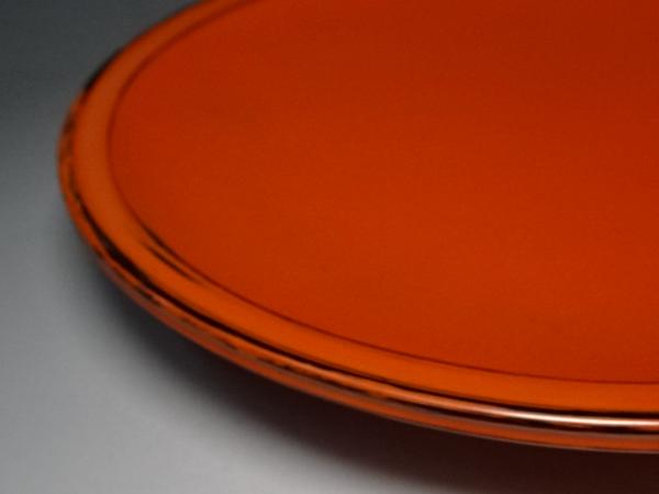 △美品！！ 木製【根来塗 丸盆】木箱入 茶道具 菓子器