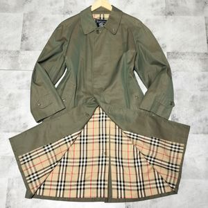 Burberrys バーバリー ステンカラーコート 玉虫色 カーキ ノバチェック 170cm M～L 比翼