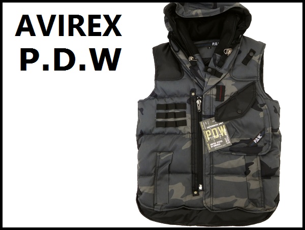 AVIREX PDW 上下 Mサイズ 新品 AVIREX PDW 迷彩柄 中綿 ディフェンシブベスト M あ