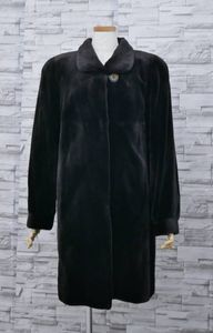 ☆シェアードミンク☆ロングコート☆着丈90cm☆SAGAシルバー☆襟元ボタン付き☆