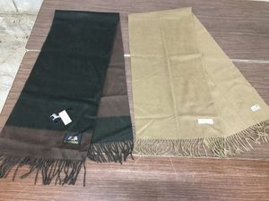 ★　カシミア１００％　マフラー　ストール　まとめて　２点　高級品　オリーブ×ブラウ