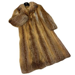 着丈105 レッドフォックス 本毛皮 ファーコート リアルファー ロング丈 FOX 色味◎ なめ