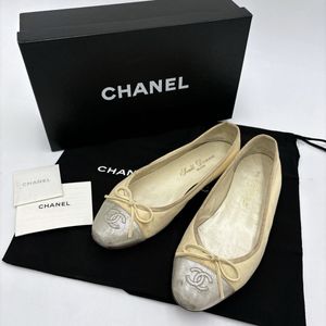 ＊ 付属品完備 イタリア製 '高級婦人靴' CHANEL シャネル 本革 ココマーク バレエシュー