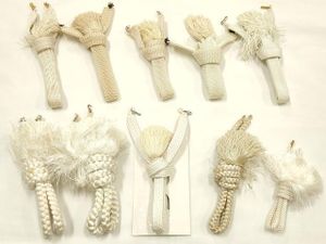 平和屋本店▼男性　和装小物　羽織紐まとめて10点　白　夏物　平組・丸組　切り房・撚り