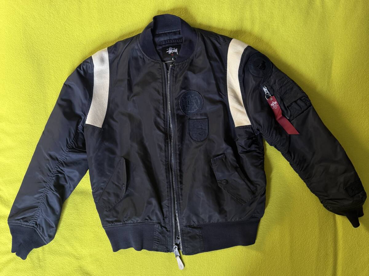 STUSSY ALPHA MA-1 25th Lサイズ 紺 MA-1 STUSSY Alpha (ステューシー