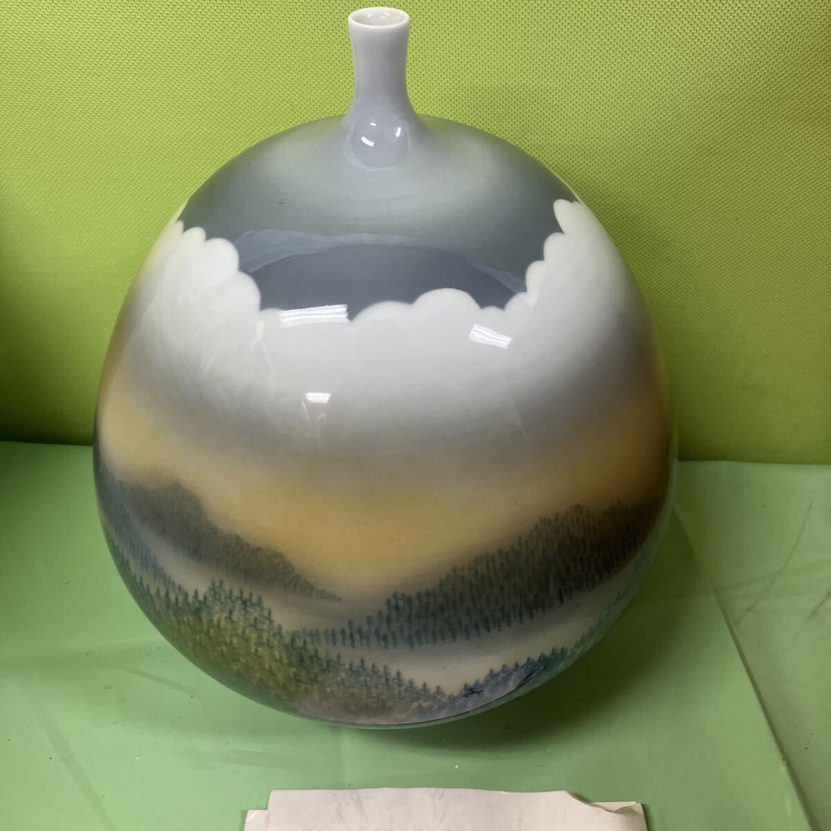 陶芸日展作家 藤井朱明作 有田焼 朧月 朧月壺 インテリア 置物 陶芸