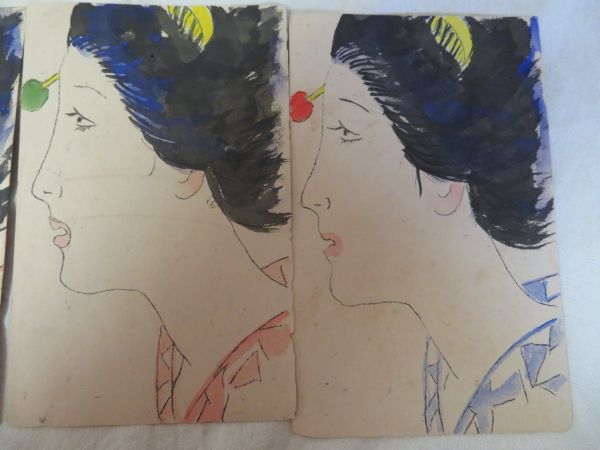 竹久夢二 直筆 肉筆絵 大正ロマン 夢二式美人画 代表モチーフ 『浴衣の