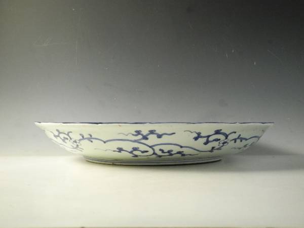 ◇伯◇古伊万里 染付 鳳凰 花唐草 飾大皿48cm 江戸期 12gn31
