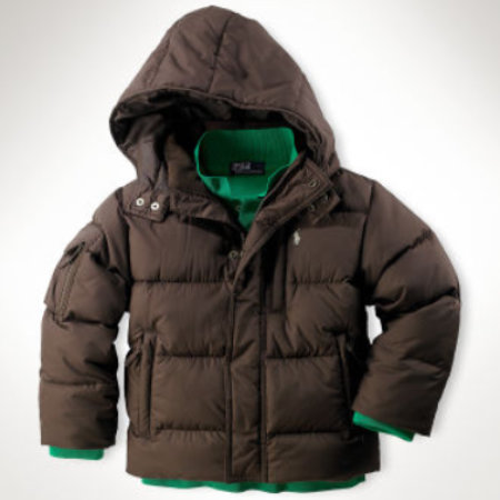 即決 新品ボーイズ4歳用【ラルフローレン】胸ポニーダウンJKT 茶