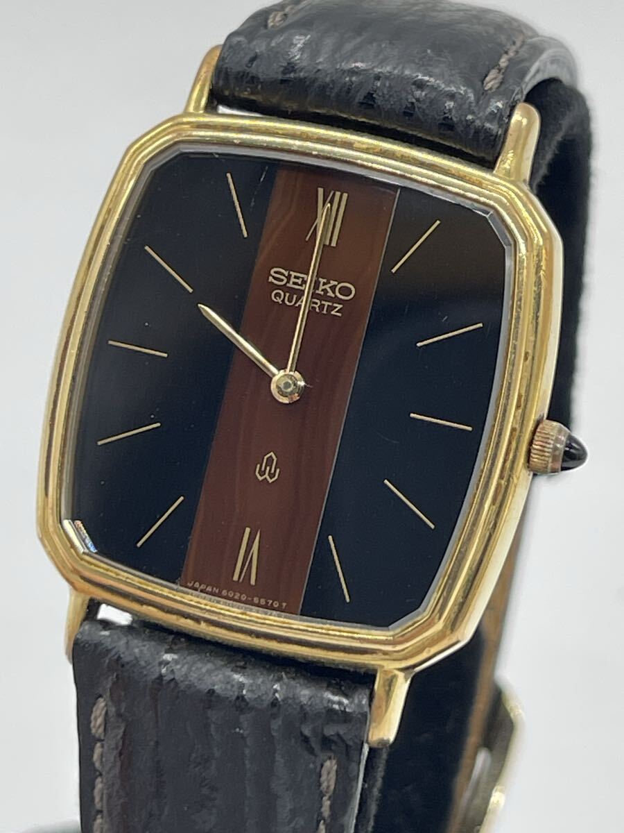 SEIKO クォーツ 6020-5430 14K 稼働 メンズ腕時計 角型 スクエア