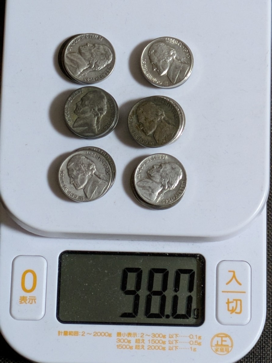 銀貨 20枚 ウォータイムニッケル アメリカ 5セント まとめ 銀350 硬貨
