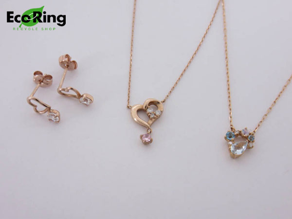 1円 4℃ 他 K18PG×アクアマリン ネックレス 等 計3点 HG298