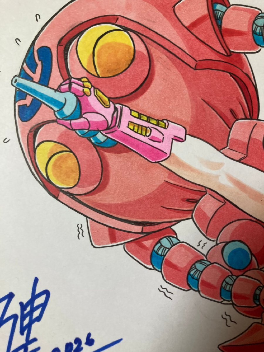 プラレス三四郎 神矢みのる描き下ろし 著者直筆サイン入りカラー色紙