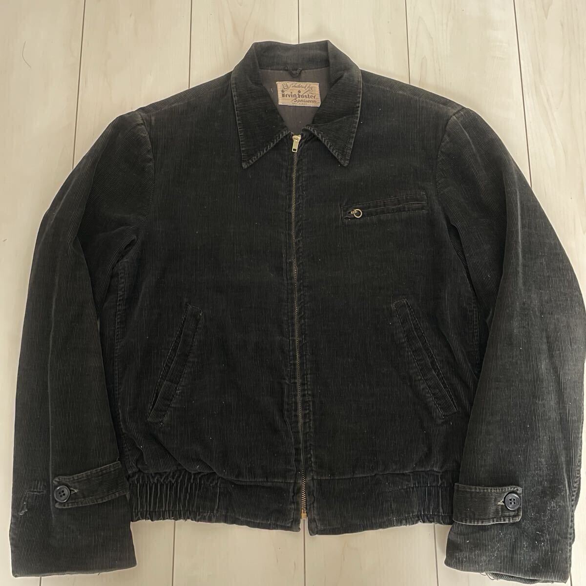 50s ブラックコーズ ジャケット ブラックコーデュロイ ボールチェーン