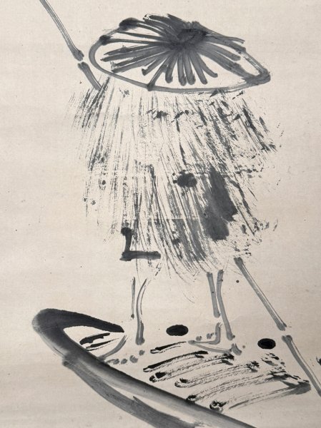 真作】掛軸「与謝蕪村 筏師」江戸中期 俳人 絵師 俳画大成者 江戸俳諧