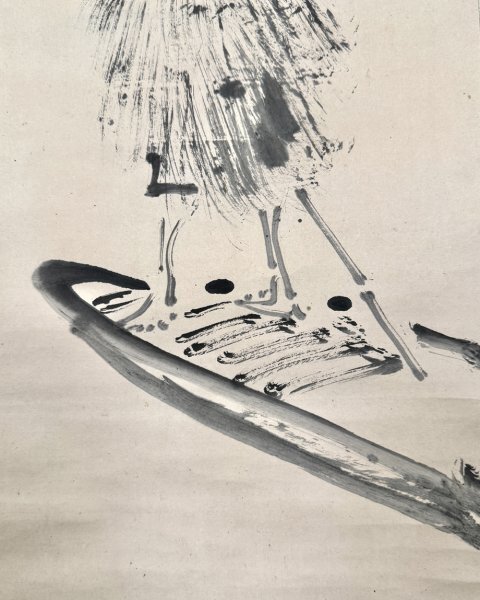 真作】掛軸「与謝蕪村 筏師」江戸中期 俳人 絵師 俳画大成者 江戸俳諧
