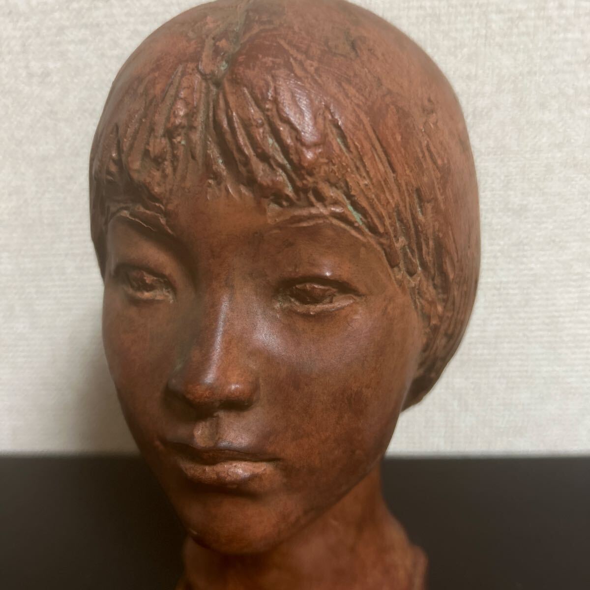 置物 テラコッタ chou 82 サイン有り ブロンズ オブジェ 頭像