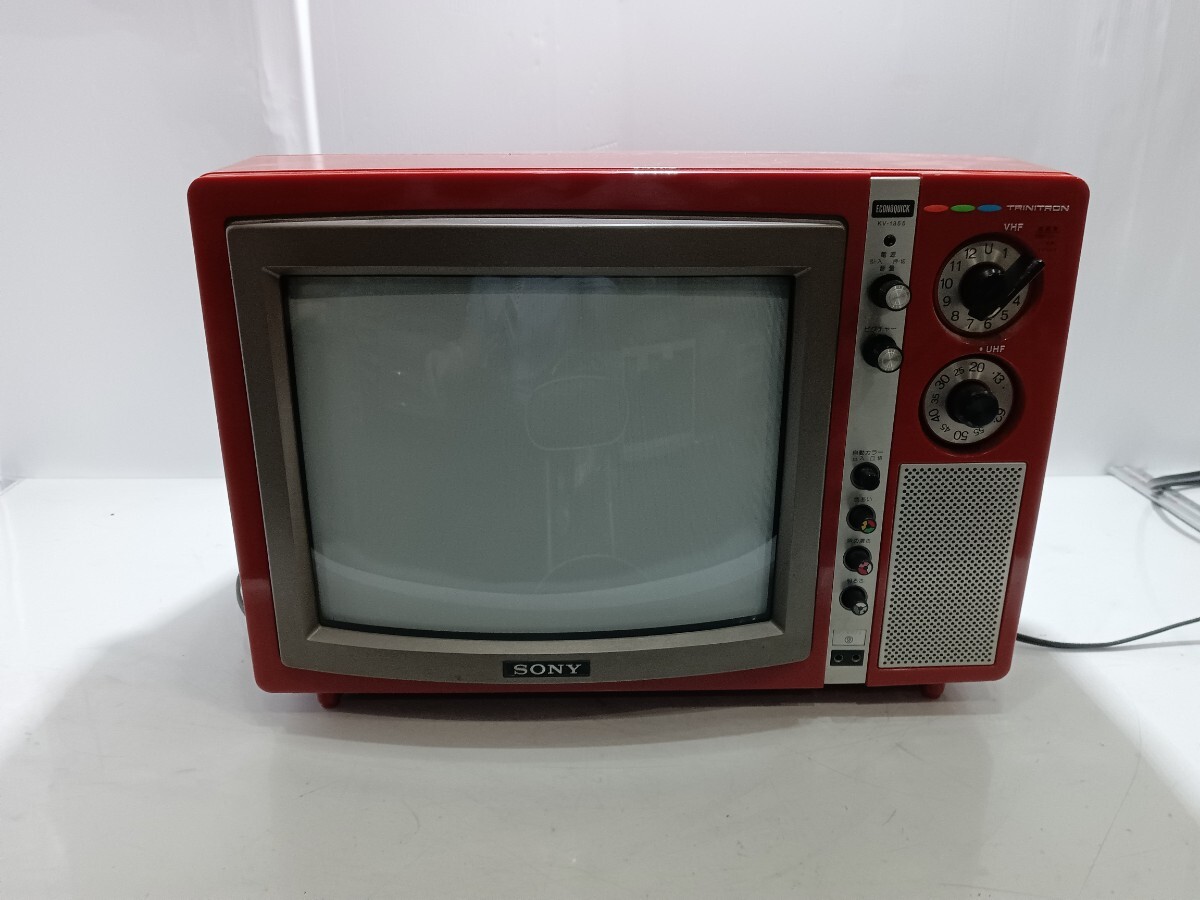 68236 SONY ソニー カラーテレビ KV-1355 赤 76年製 ジャンク品 昭和