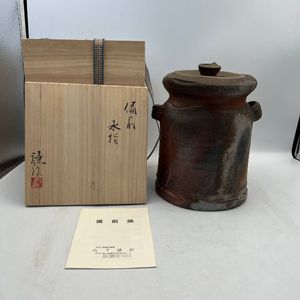 未使用 茶道具 山下譲治作 備前 耳付水指 作家物 煎茶道具 水差し