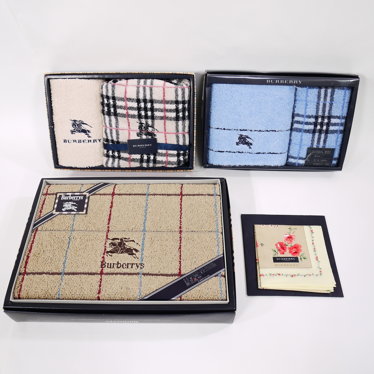 希少 生産終了Burberrysタオル7枚SET バス2フェイス2ウォッシュ3 6日