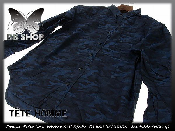 ◆9701◆定価1.4万Black on テットオム新品カモフラ長袖シャツLL