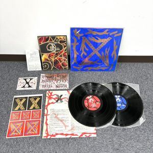 372位 V083-SA3-310 X JAPAN メジャーデビューアルバム BLUE BLOOD LPレコード 2枚組 ステッカ