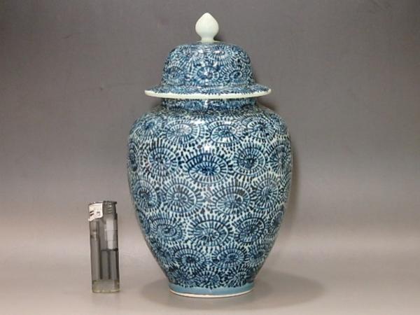 △有田焼 藤太郎窯【染付蛸唐草 珍古壷】共箱 茶道具 沈香壺(染付
