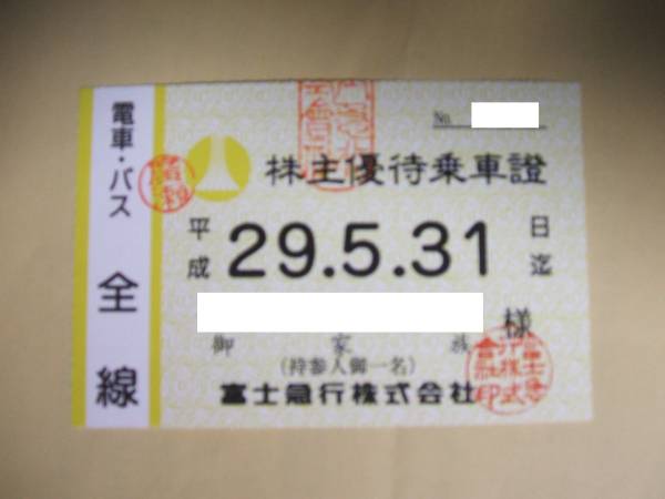 最新 富士急行 株主優待 定期券 書留送料無料