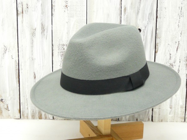 大人気 つば広中折れフェルトハット グレー 男女OK 送料250