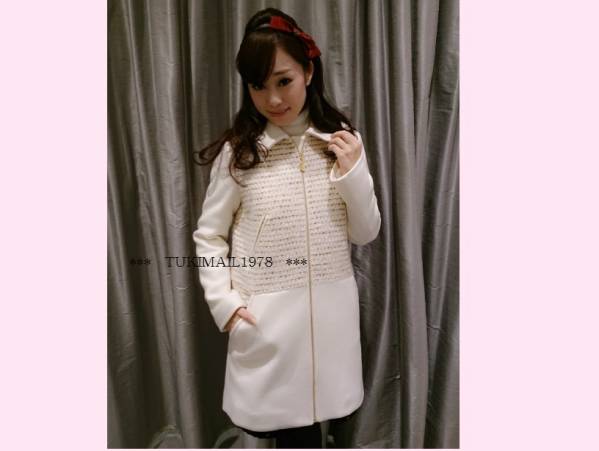 アベニールエトワール コート34◆白 ツイード&ウールコート