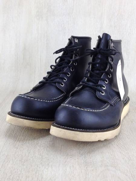RED WING◆ブーツ/UK10/BLK/レザー/8179/モックトゥ/中古