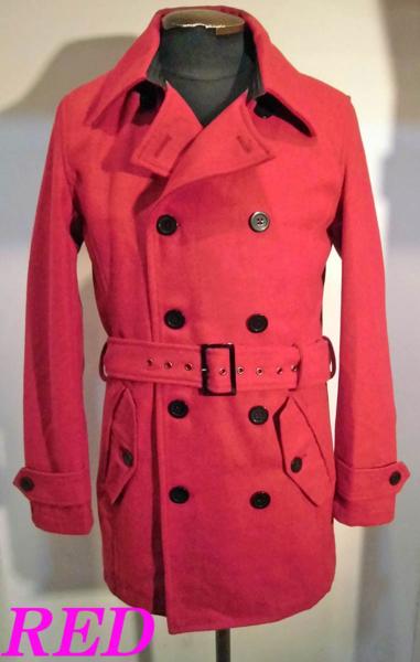 トレンチコート メルトン素材 9765.30赤-Mサイズ