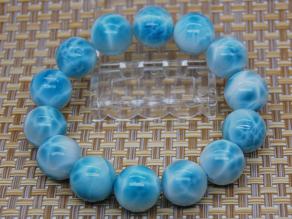 H375 天然石★ドミニカ共和国産の60Aラリマー★ブレス15-15.3mm