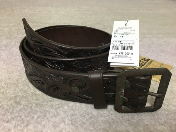 交渉有 新品未使用タグ付きRRLカービングレザーベルト サイズ32