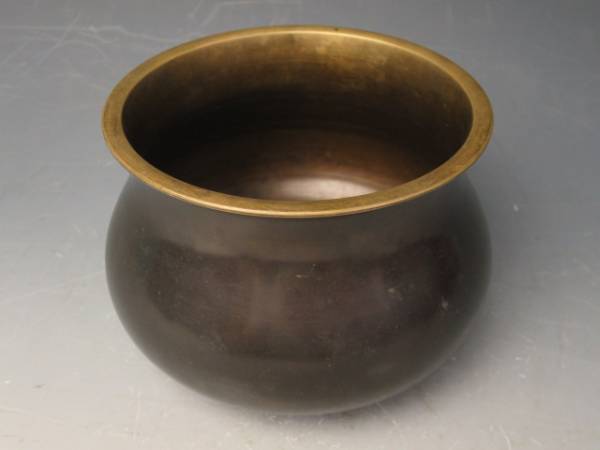 唐銅 - 千家十職中川浄益作 エフゴ型建水（水こぼし）茶道具 骨董