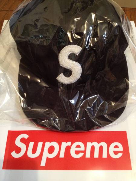 supreme Chenille s logo 6-Panel cap 黒 box キャップ ロゴ